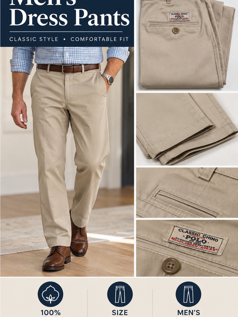 Polo by Ralph Lauren Men's Khaki Classic Chino Pants